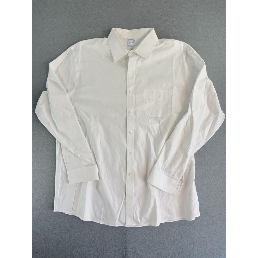 Brooks Brothers Dress Shirt Mens XL 17.5-35 White Non Iron Stretch Supima
